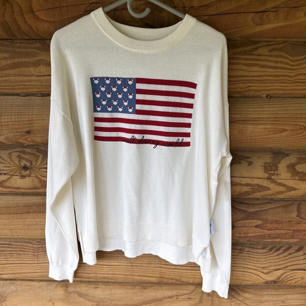 Disney Parks 2025 American Flag Minnie Sweater Size m New j19